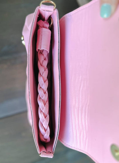 OBX Prep - Spring Vegan Leather Handbag Front Buckle: Pink